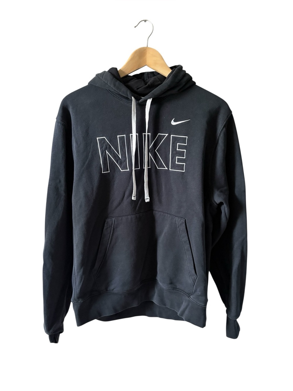 Nike Sportswear Club Fleece Outline Logo Pullover Hoodie Black Medium